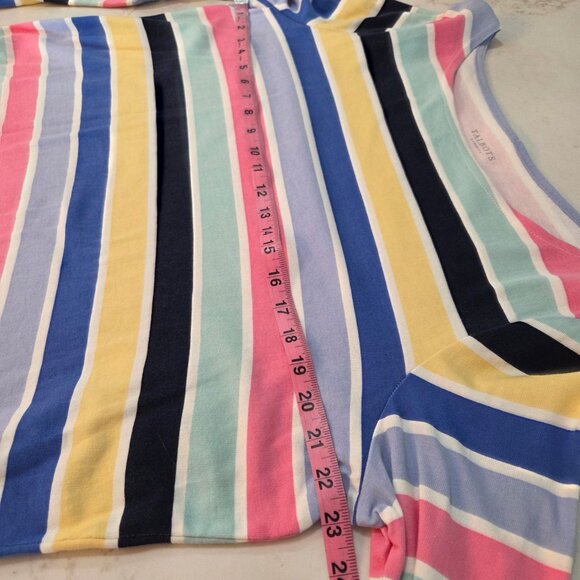 Talbots Plus Womens 1X Striped Top Long Sleeve Top 100% Cotton Multicolor Pastel - Picture 6 of 7